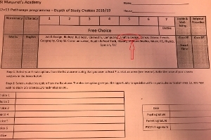 Course choice form front